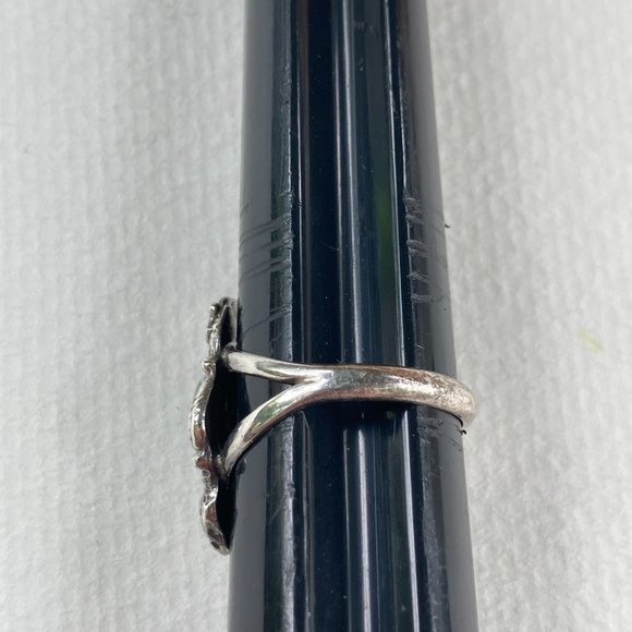 Vintage green turquoise Prairie Fire sterling silver ring with leaves - Picture 3 of 5